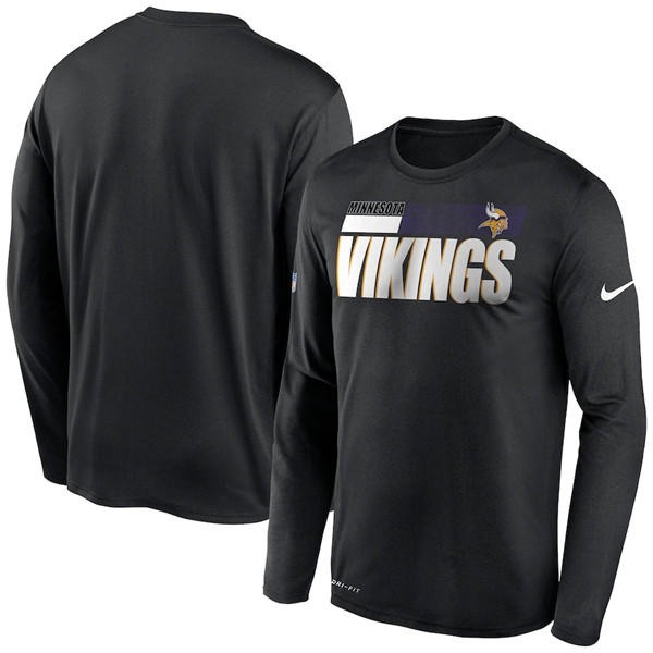 Minnesota Vikings 2020 Black Sideline Impact Legend Performance Long Sleeve NFL T-Shirt (All Size)